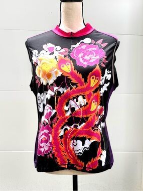 Yellowman YMX Floral Dragon Women's Sleeveless Bike Jersey - Black and Purple